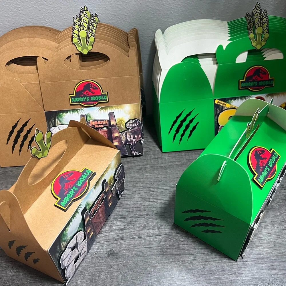 Jurassic Park Green Dinosaur Party Favor Box - Aiden's World